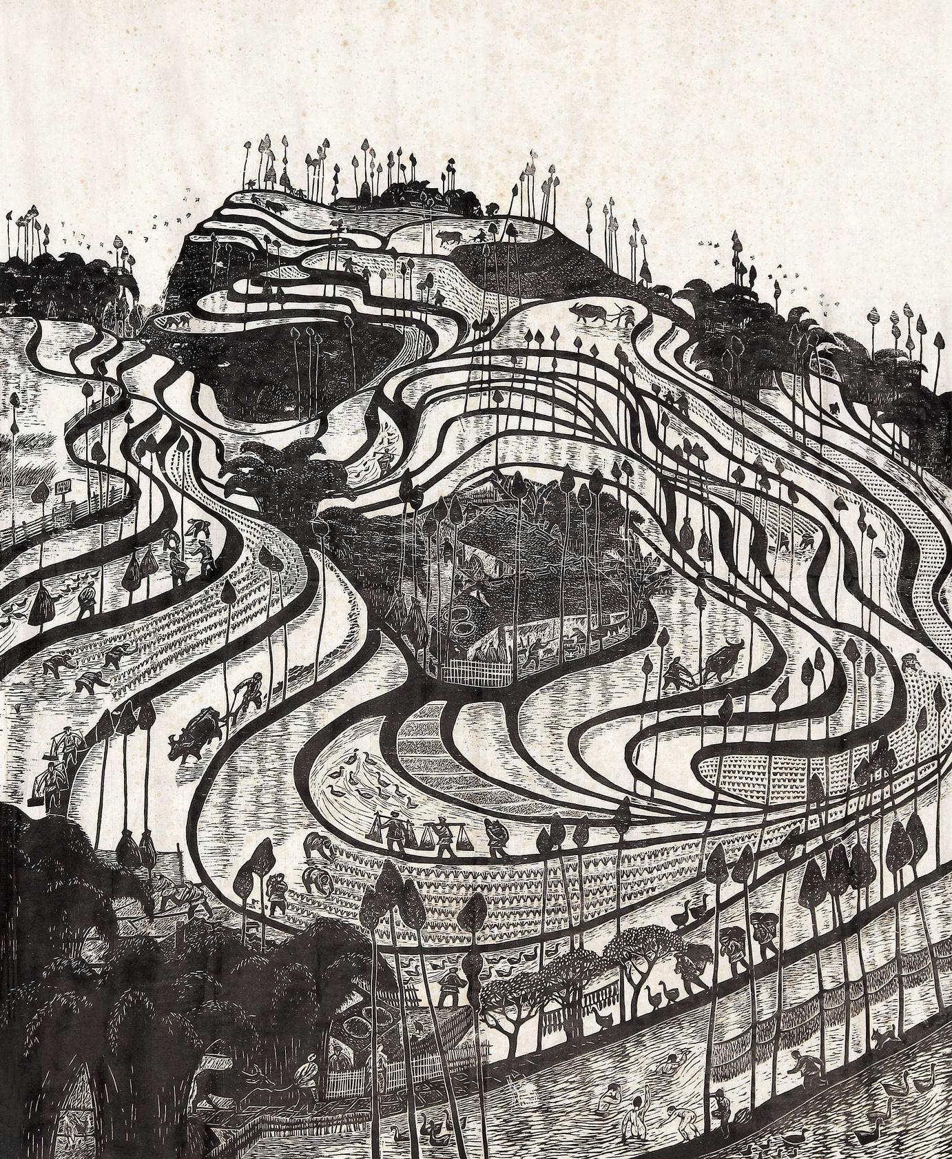 徐中偶 梯田版画