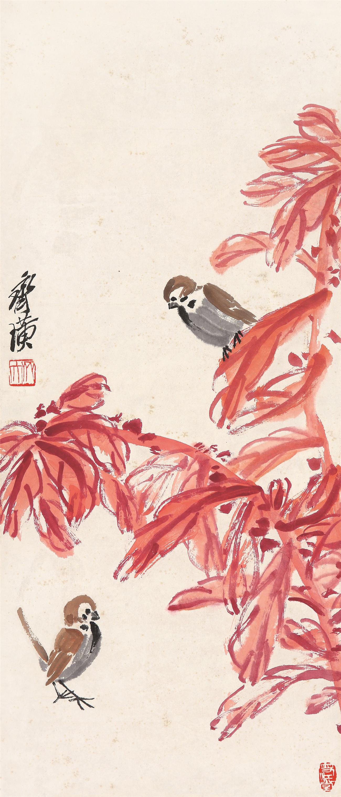 齐白石(1864-1957)老来红双雀
