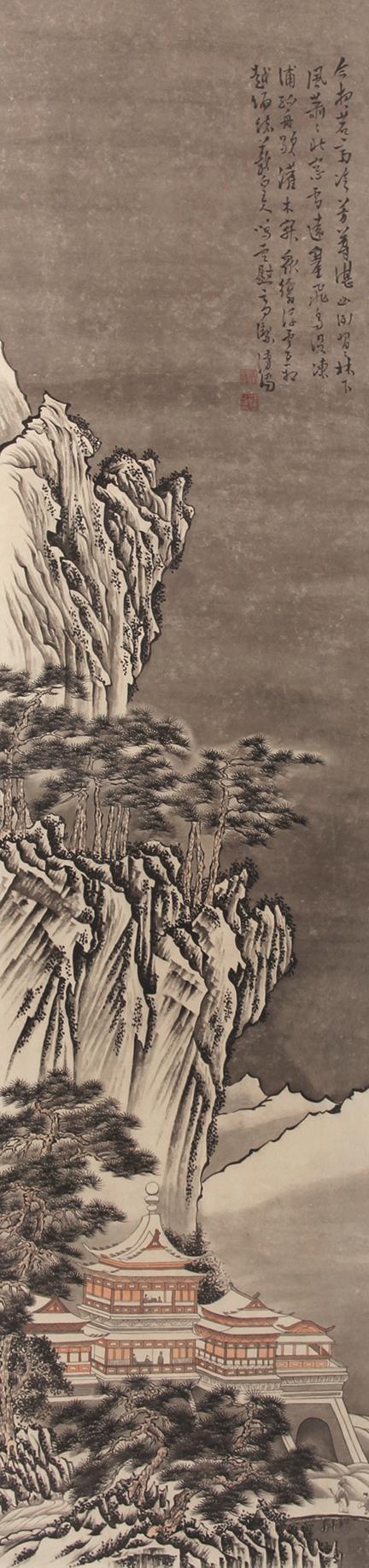 溥儒 雪景楼阁