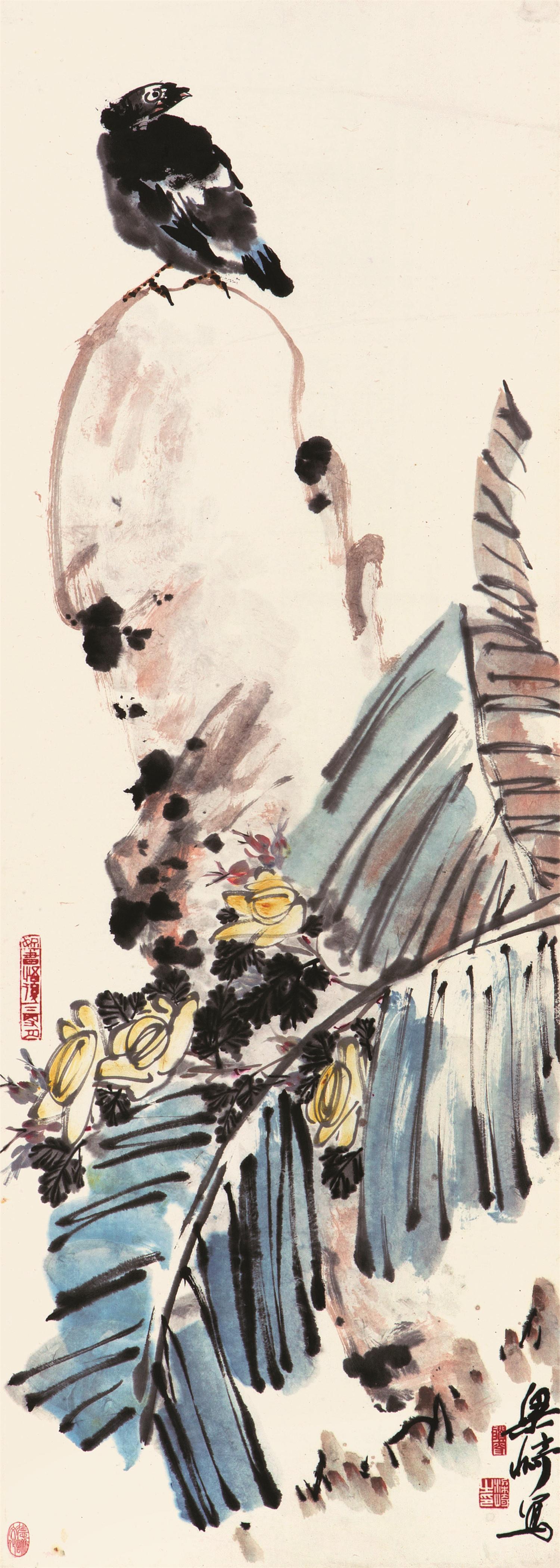 梁崎(1909-1996) 蕉荫独立