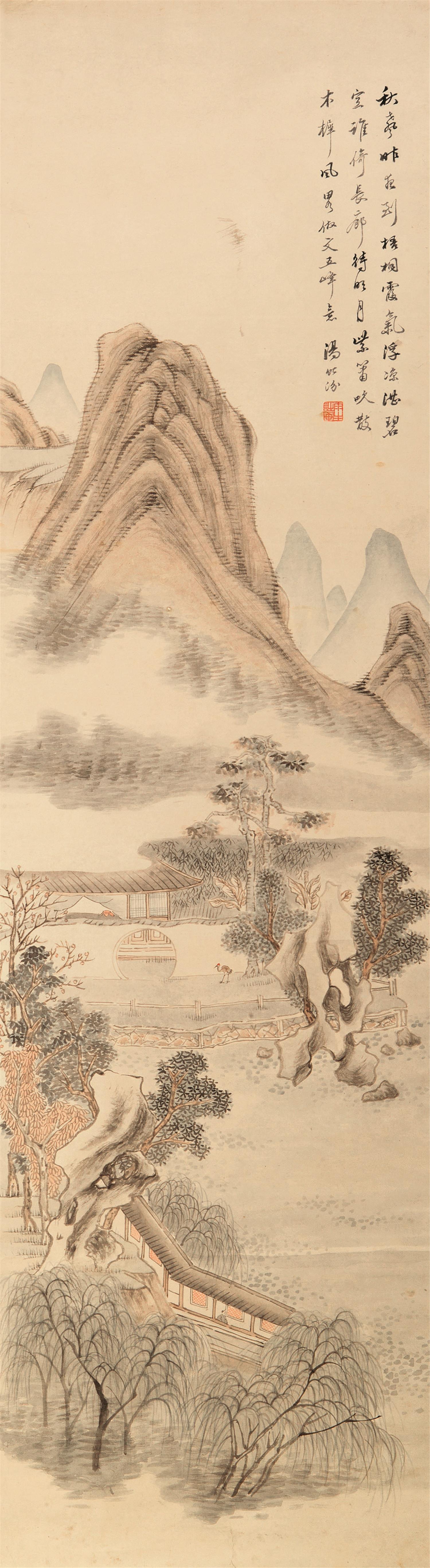 汤贻汾(1778-1853) 秋山庭院