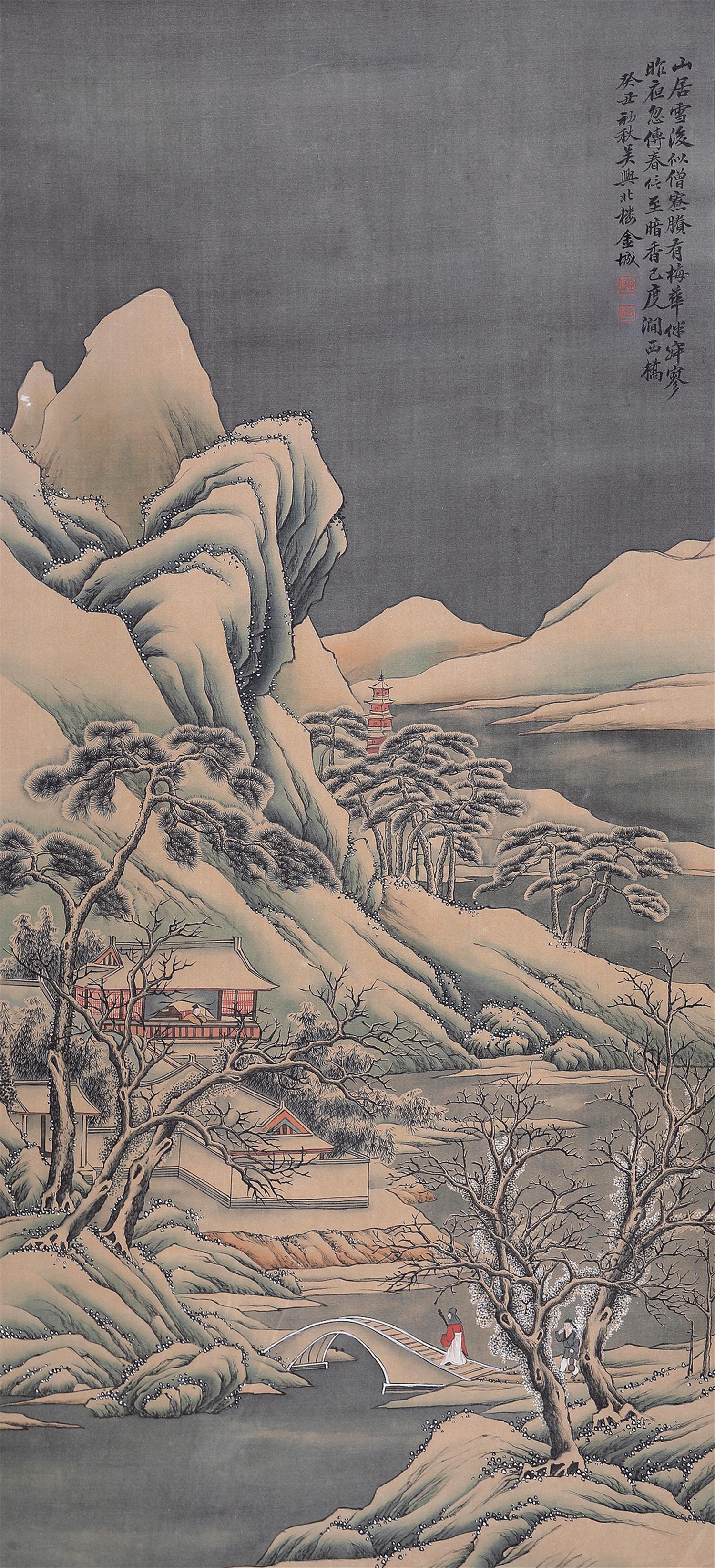 金城(1878-1926)雪霁访友图