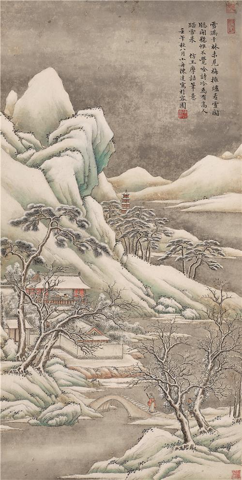 陈达(1900-1969)千林雪霁图