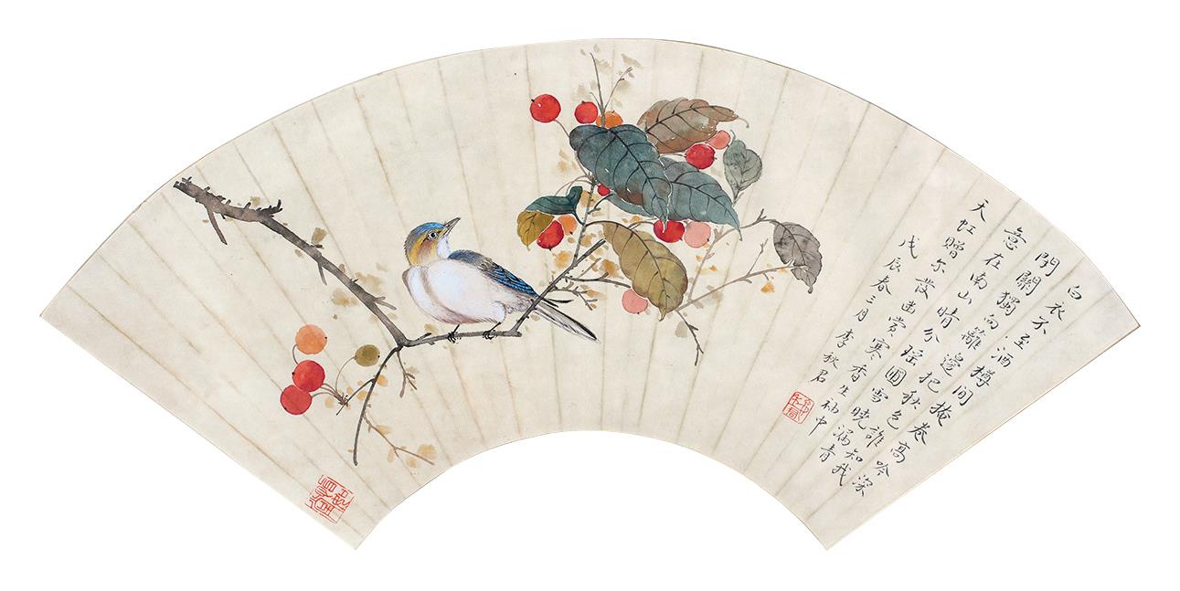 李秋君花鸟扇面
