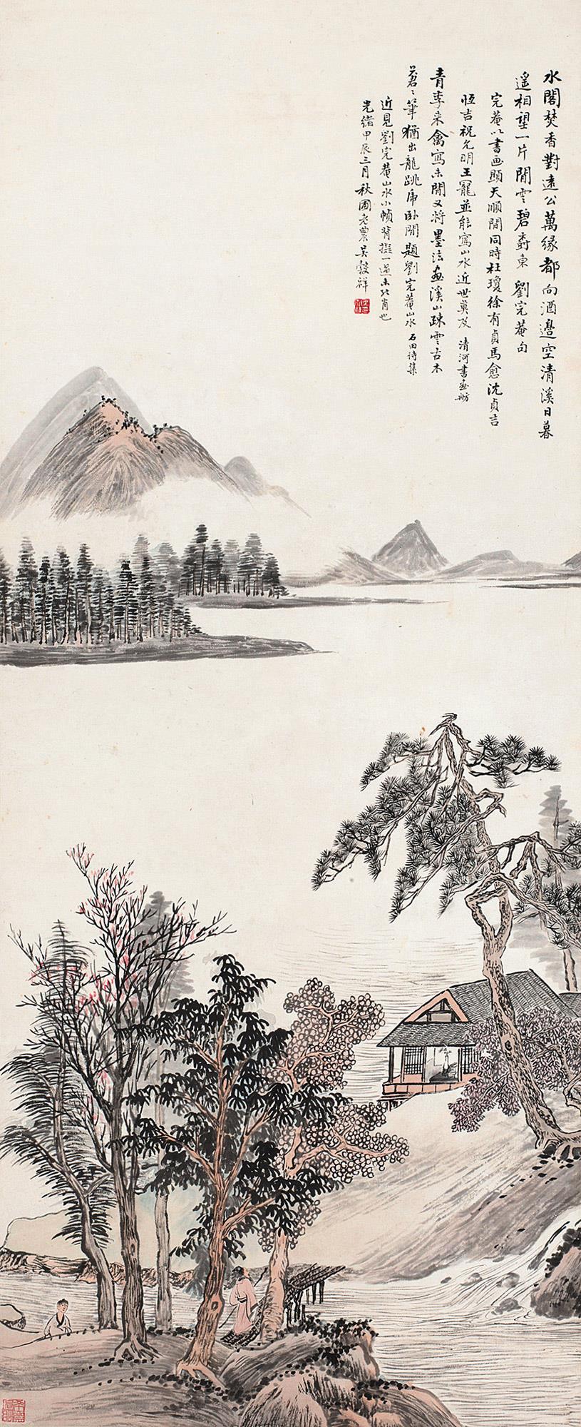 吴谷祥(1848-1903)水阁清溪