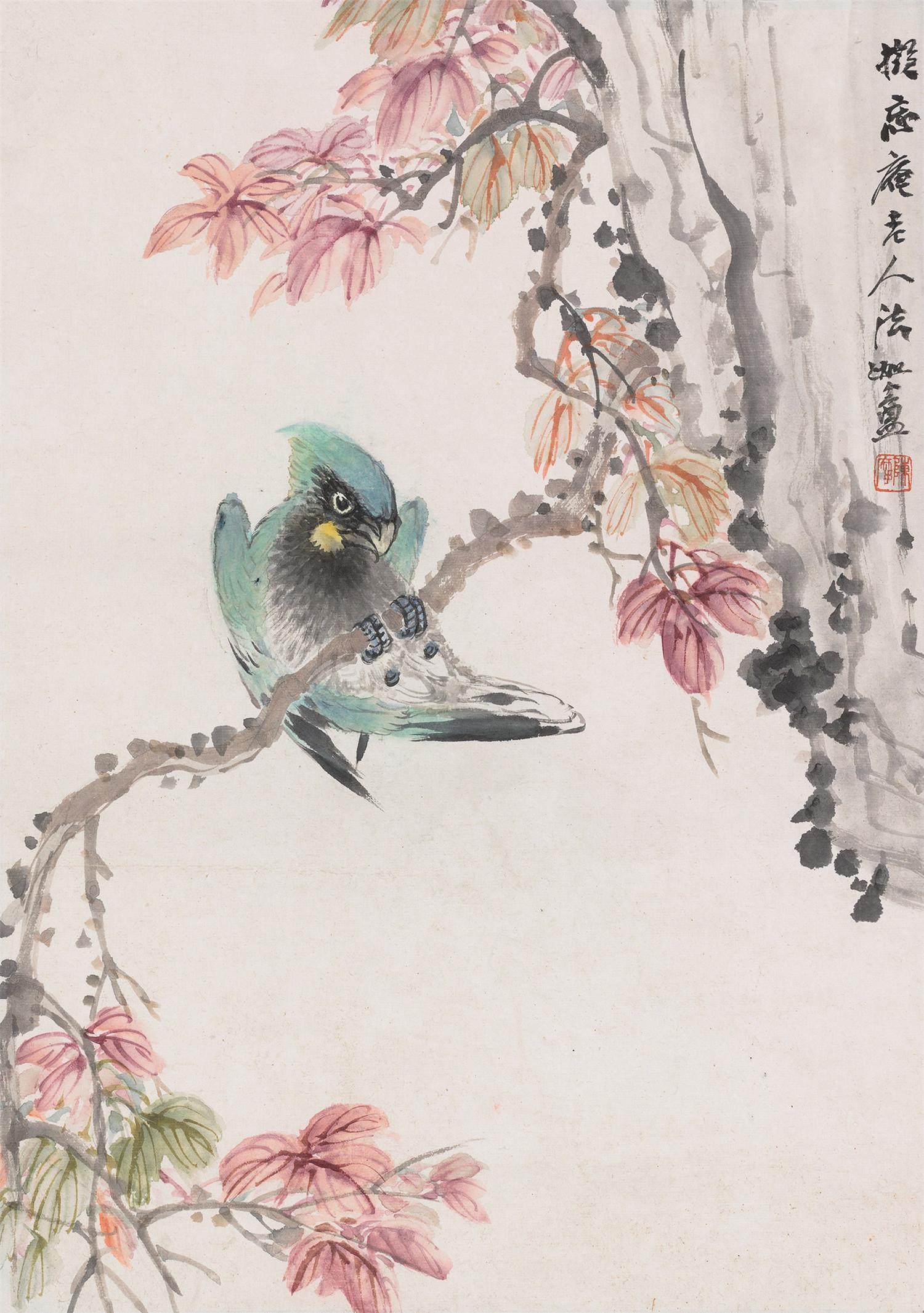 陈摩(1886～1945) 花鸟 镜心 设色纸本