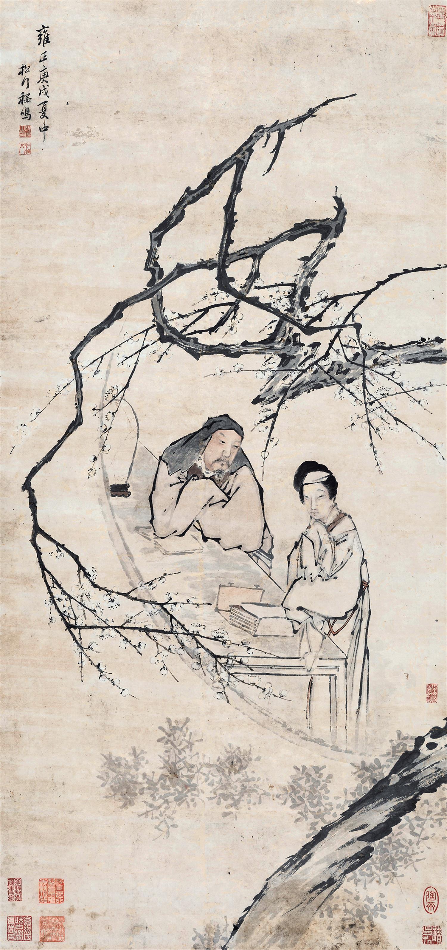 梅花书屋 立轴 设色纸本 程鸣(1736～1795)