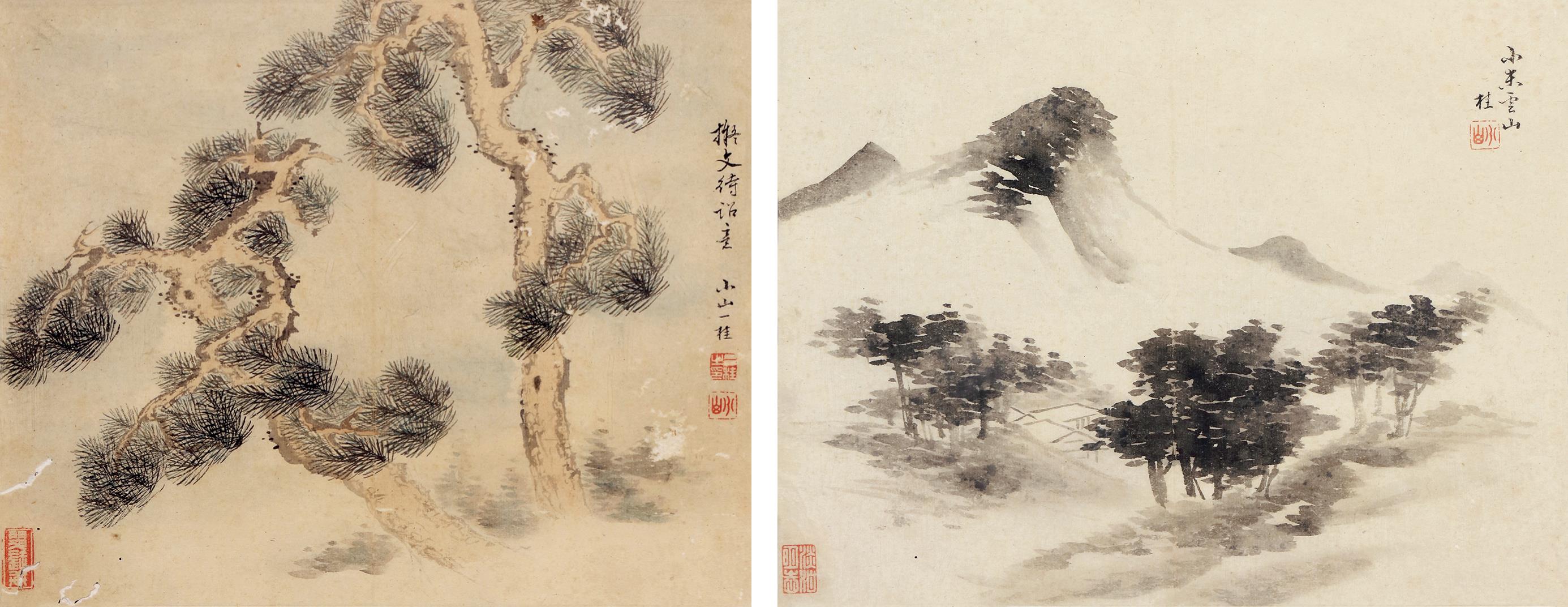 邹一桂(1686～1772) 山水 (二帧) 镜芯 设色纸本