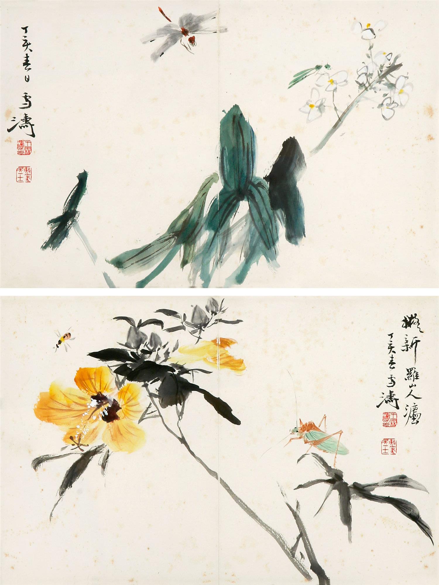 王雪涛(1903～1982)05421947年作 花鸟(二帧 镜心 设色纸本