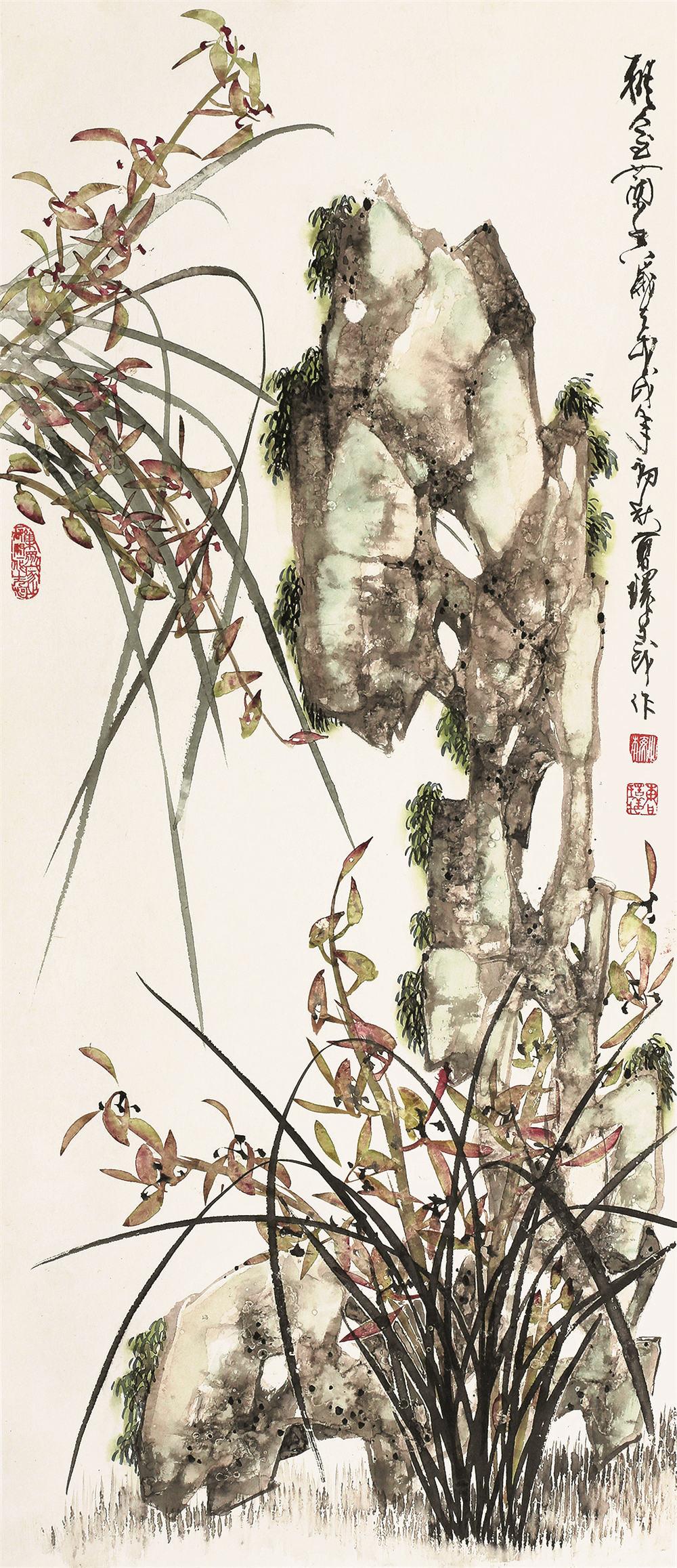 曹环义(b.1945 兰石图 镜片 设色纸本